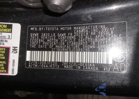 2018 Toyota Corolla Se z USA, uszkodzony, nr VIN 2T1BURHE0JC989295